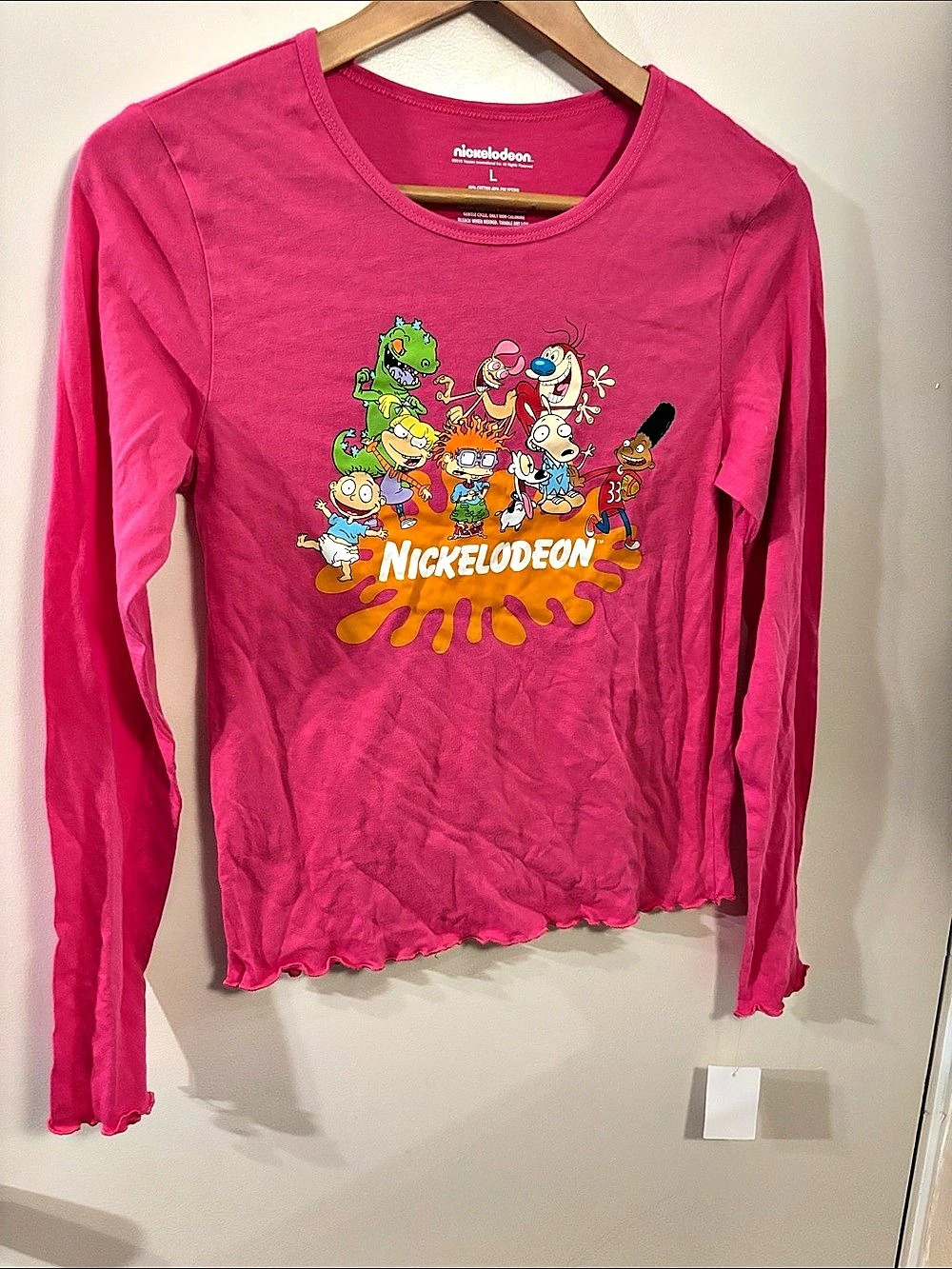 Nickelodeon Graphic Long Sleeve Tee Pink Girls Large NWT